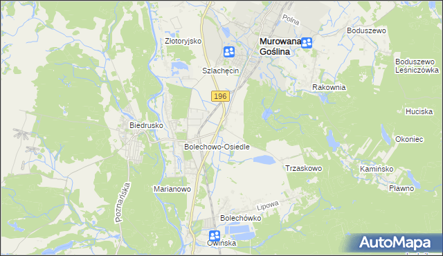 mapa Bolechowo gmina Czerwonak, Bolechowo gmina Czerwonak na mapie Targeo