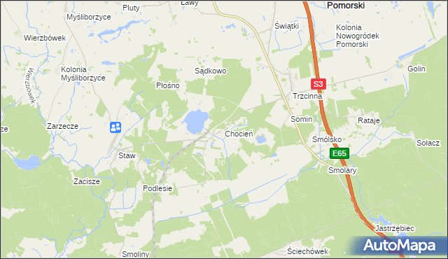 mapa Chocień, Chocień na mapie Targeo