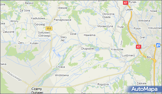 mapa Długopole, Długopole na mapie Targeo