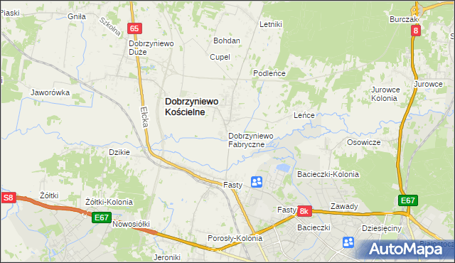 mapa Dobrzyniewo Fabryczne, Dobrzyniewo Fabryczne na mapie Targeo