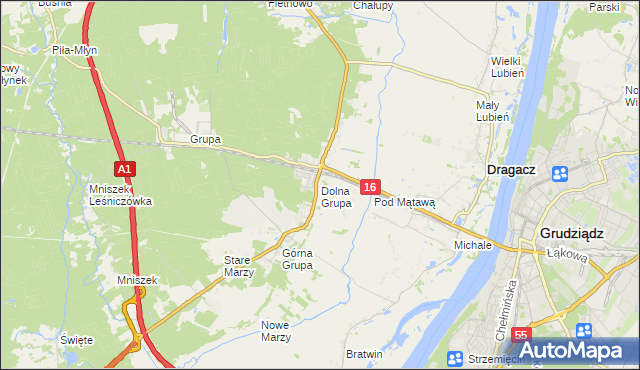 mapa Dolna Grupa, Dolna Grupa na mapie Targeo