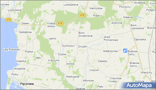 mapa Drużbin, Drużbin na mapie Targeo