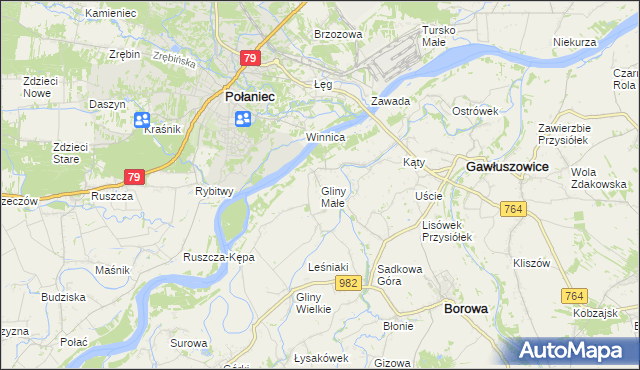 mapa Gliny Małe, Gliny Małe na mapie Targeo