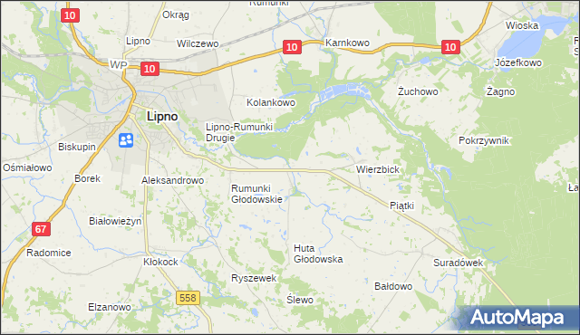 mapa Głodowo gmina Lipno, Głodowo gmina Lipno na mapie Targeo