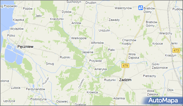 mapa Hilarów gmina Zadzim, Hilarów gmina Zadzim na mapie Targeo