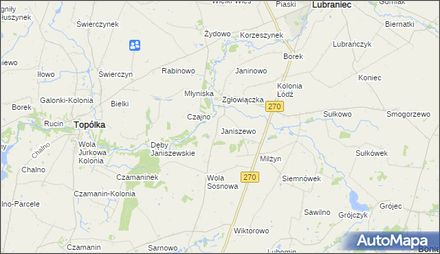 mapa Janiszewo gmina Lubraniec, Janiszewo gmina Lubraniec na mapie Targeo