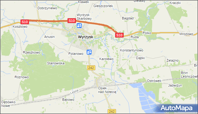 mapa Karolewo gmina Wyrzysk, Karolewo gmina Wyrzysk na mapie Targeo