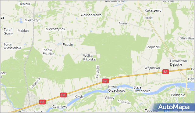 mapa Kolonia gmina Pomiechówek, Kolonia gmina Pomiechówek na mapie Targeo
