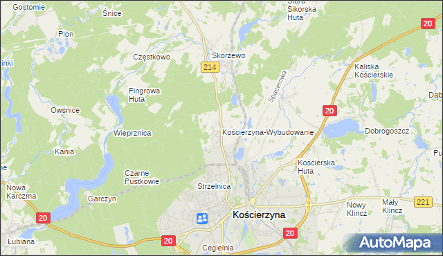 mapa Kościerzyna-Wybudowanie, Kościerzyna-Wybudowanie na mapie Targeo