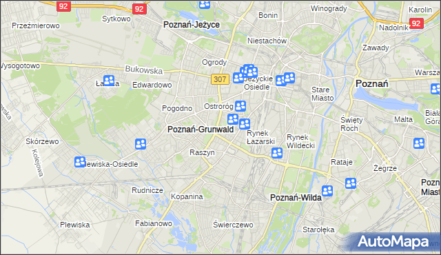 mapa Łazarz gmina Poznań, Łazarz gmina Poznań na mapie Targeo