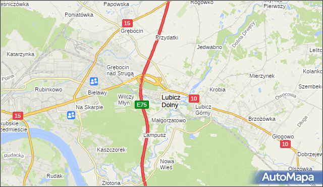 mapa Lubicz Dolny, Lubicz Dolny na mapie Targeo