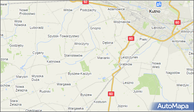 mapa Marianki gmina Kutno, Marianki gmina Kutno na mapie Targeo