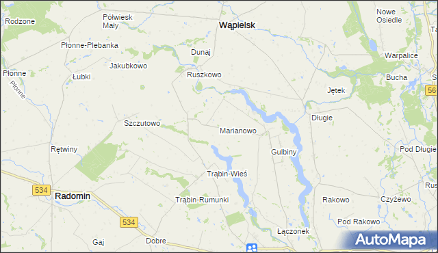 mapa Marianowo gmina Brzuze, Marianowo gmina Brzuze na mapie Targeo