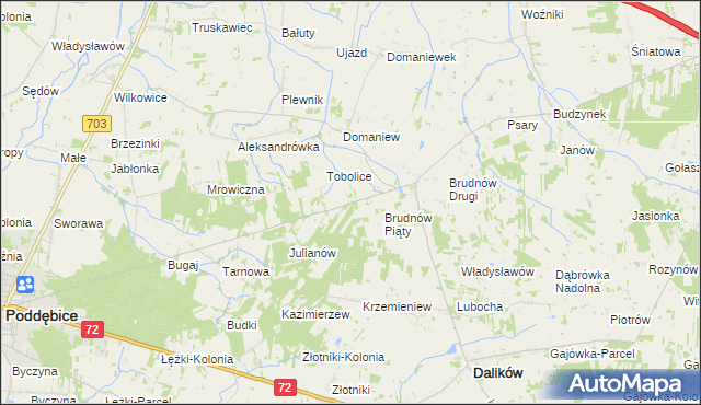 mapa Marysin gmina Dalików, Marysin gmina Dalików na mapie Targeo