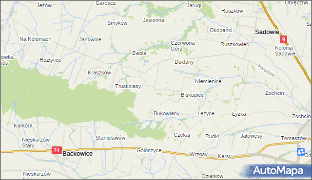 mapa Michałów gmina Sadowie, Michałów gmina Sadowie na mapie Targeo