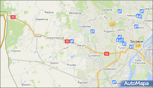 mapa Mierzyn gmina Dobra (Szczecińska), Mierzyn gmina Dobra (Szczecińska) na mapie Targeo