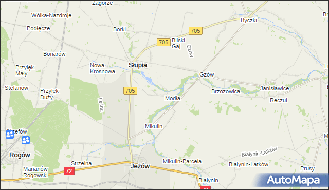 mapa Modła gmina Słupia, Modła gmina Słupia na mapie Targeo