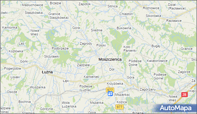 mapa Moszczenica powiat gorlicki, Moszczenica powiat gorlicki na mapie Targeo