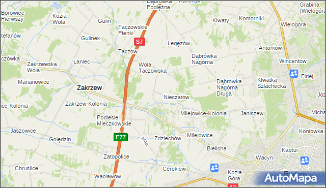 mapa Nieczatów, Nieczatów na mapie Targeo