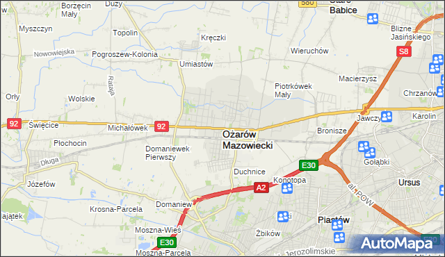 mapa Ożarów Mazowiecki, Ożarów Mazowiecki na mapie Targeo