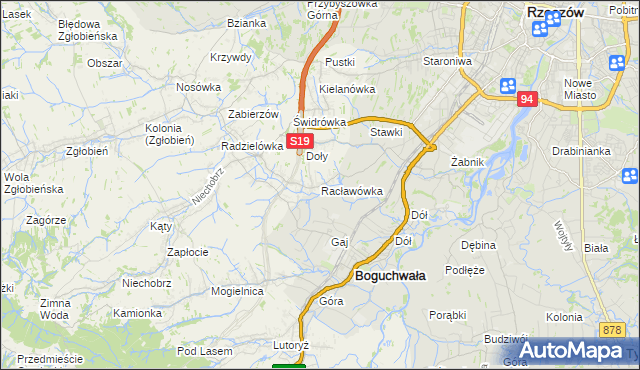 mapa Racławówka, Racławówka na mapie Targeo