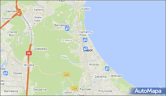 mapa Sopotu, Sopot na mapie Targeo