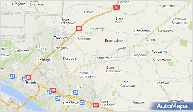 mapa Stróżewko gmina Radzanowo, Stróżewko gmina Radzanowo na mapie Targeo