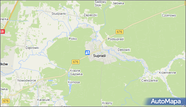 mapa Supraśl, Supraśl na mapie Targeo