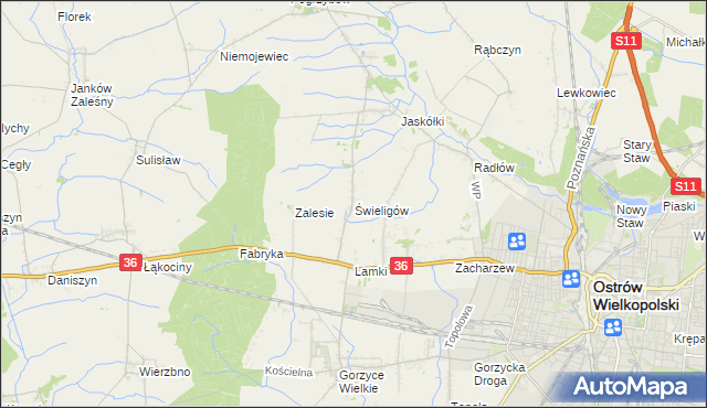 mapa Świeligów, Świeligów na mapie Targeo