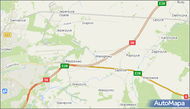 mapa Wielogłowy gmina Damnica, Wielogłowy gmina Damnica na mapie Targeo