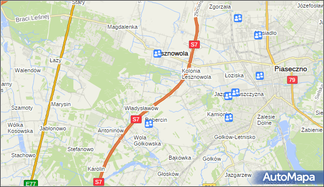 mapa Wilcza Góra gmina Lesznowola, Wilcza Góra gmina Lesznowola na mapie Targeo