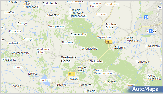 mapa Wychylówka, Wychylówka na mapie Targeo