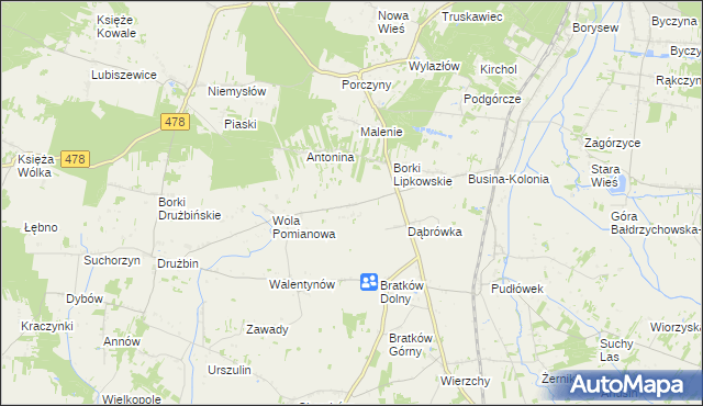 mapa Wyrębów gmina Zadzim, Wyrębów gmina Zadzim na mapie Targeo