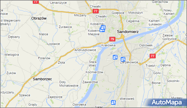 mapa Zawisełcze, Zawisełcze na mapie Targeo
