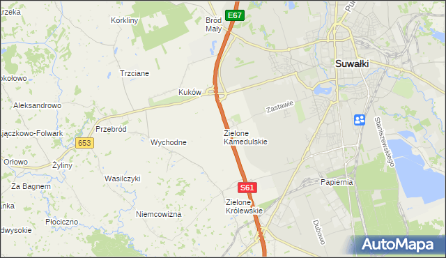 mapa Zielone Kamedulskie, Zielone Kamedulskie na mapie Targeo