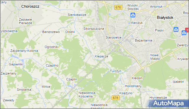 mapa Klepacze gmina Choroszcz, Klepacze gmina Choroszcz na mapie Targeo