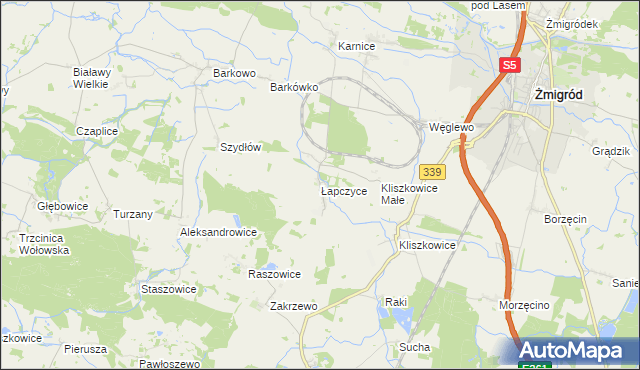 mapa Łapczyce, Łapczyce na mapie Targeo