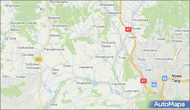mapa Morawczyna, Morawczyna na mapie Targeo