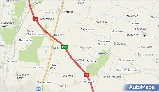 mapa Muchnów, Muchnów na mapie Targeo