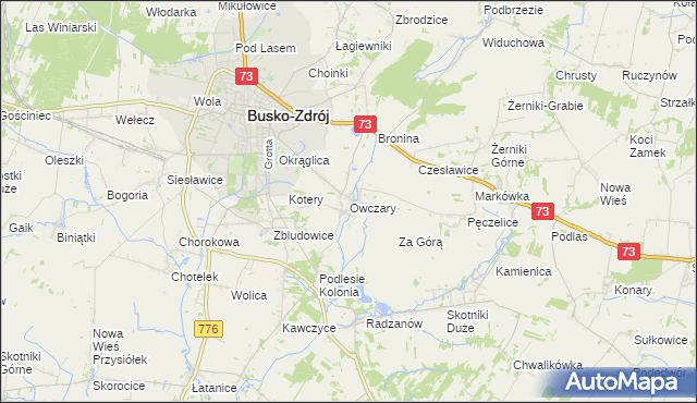 mapa Owczary gmina Busko-Zdrój, Owczary gmina Busko-Zdrój na mapie Targeo
