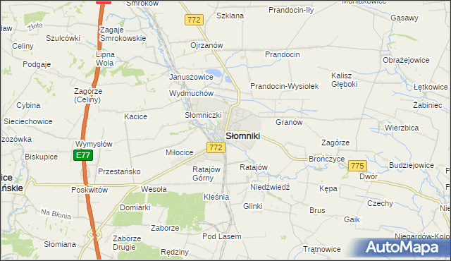 mapa Słomniki, Słomniki na mapie Targeo