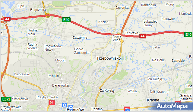 mapa Trzebownisko, Trzebownisko na mapie Targeo