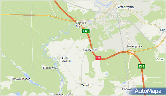 mapa Katarzynki gmina Bledzew, Katarzynki gmina Bledzew na mapie Targeo