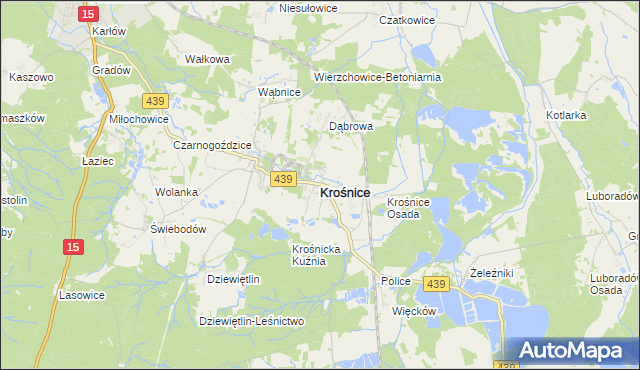 mapa Krośnice powiat milicki, Krośnice powiat milicki na mapie Targeo