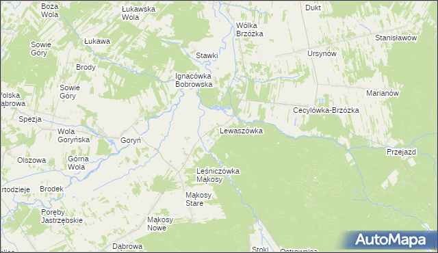 mapa Lewaszówka, Lewaszówka na mapie Targeo