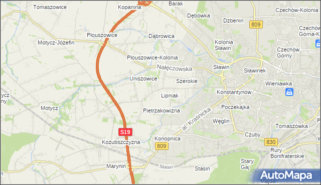 mapa Lipniak gmina Konopnica, Lipniak gmina Konopnica na mapie Targeo