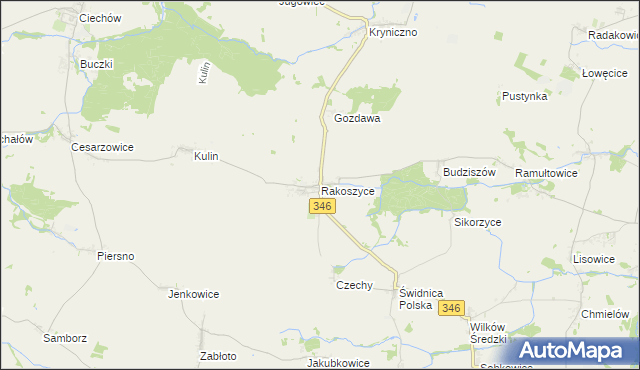 mapa Rakoszyce, Rakoszyce na mapie Targeo