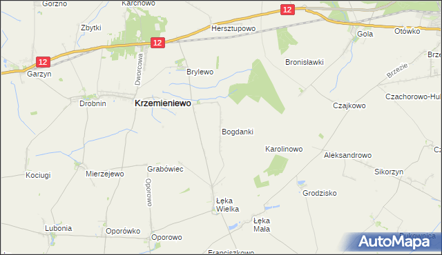 mapa Bogdanki gmina Poniec, Bogdanki gmina Poniec na mapie Targeo