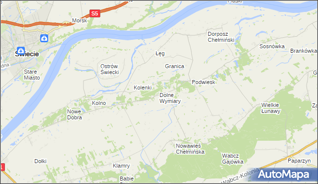 mapa Dolne Wymiary, Dolne Wymiary na mapie Targeo