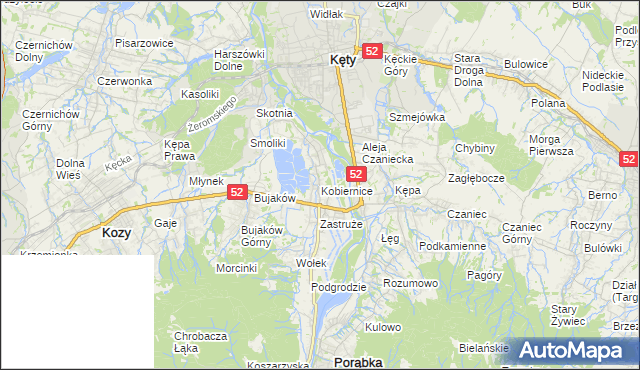 mapa Kobiernice, Kobiernice na mapie Targeo